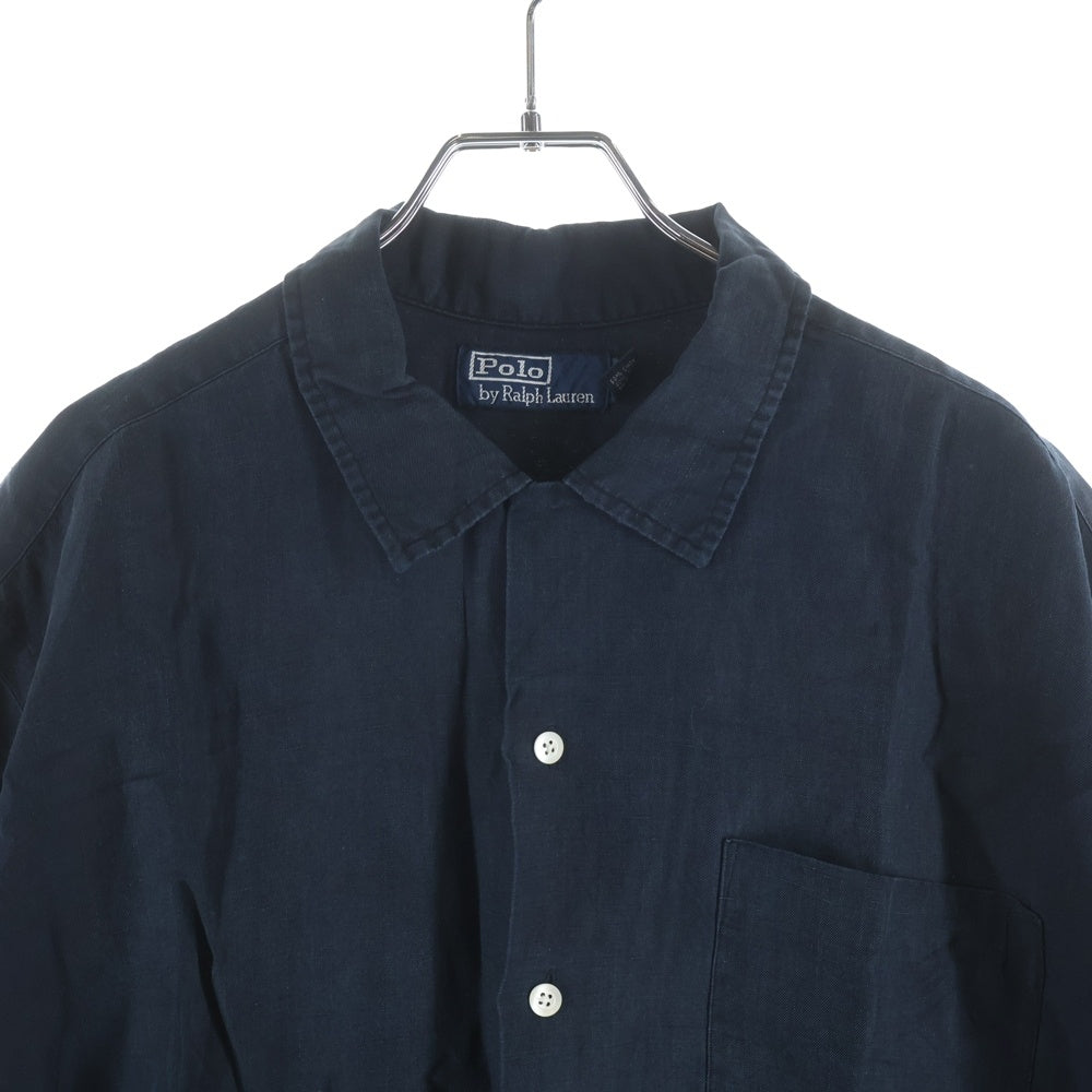 POLO RALPH LAUREN(ポロラルフローレン) CALDWELL SILK LINEN OPEN COLOR S/S SHIRT シルク リネン オープンカラー 開襟 半袖シャツ ブラック