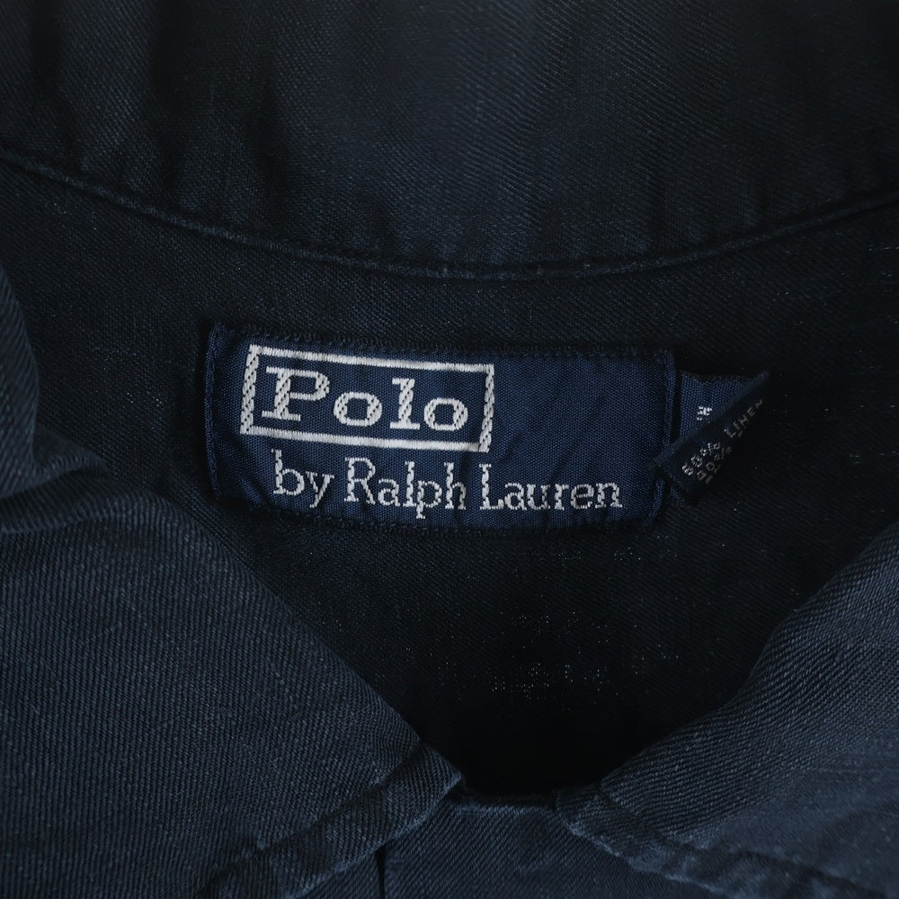 POLO RALPH LAUREN(ポロラルフローレン) CALDWELL SILK LINEN OPEN COLOR S/S SHIRT シルク リネン オープンカラー 開襟 半袖シャツ ブラック