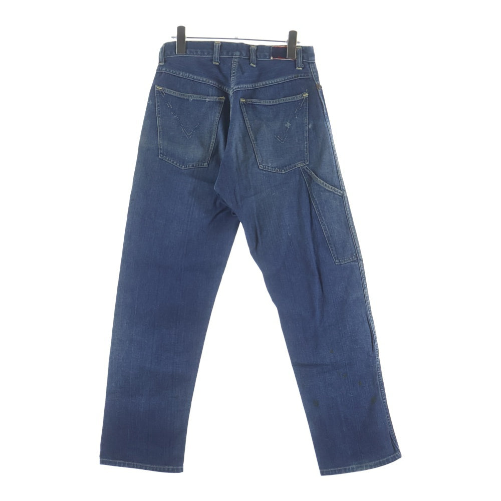 VINTAGE(ヴィンテージ) 20-30S DENIM PAINTER PANTS 股リベット コインポケット赤耳 ドーナツボタン オールイエローステッチ デニム ペインター パンツ インディゴ
