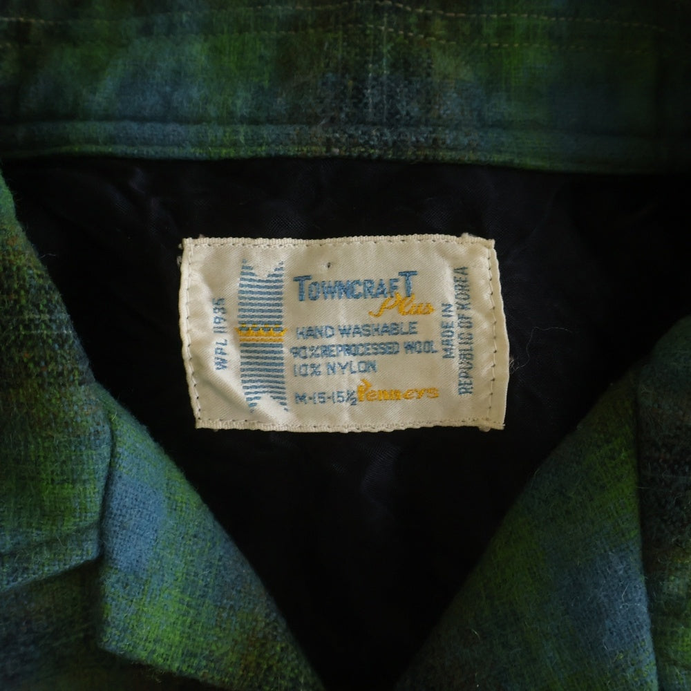PENNEYS TOWNCRAFT(ぺニーズタウンクラフト) 60-70S WOOL CHECK OPEN COLOR L/S SHIRT 開襟 チェック 長袖シャツ グリーン/ブラウン/ブルー