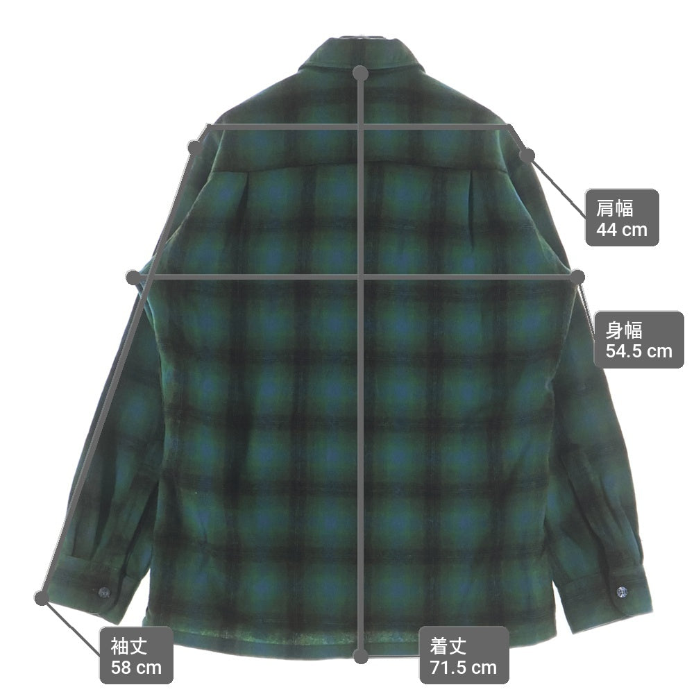 PENNEYS TOWNCRAFT(ぺニーズタウンクラフト) 60-70S WOOL CHECK OPEN COLOR L/S SHIRT 開襟 チェック 長袖シャツ グリーン/ブラウン/ブルー