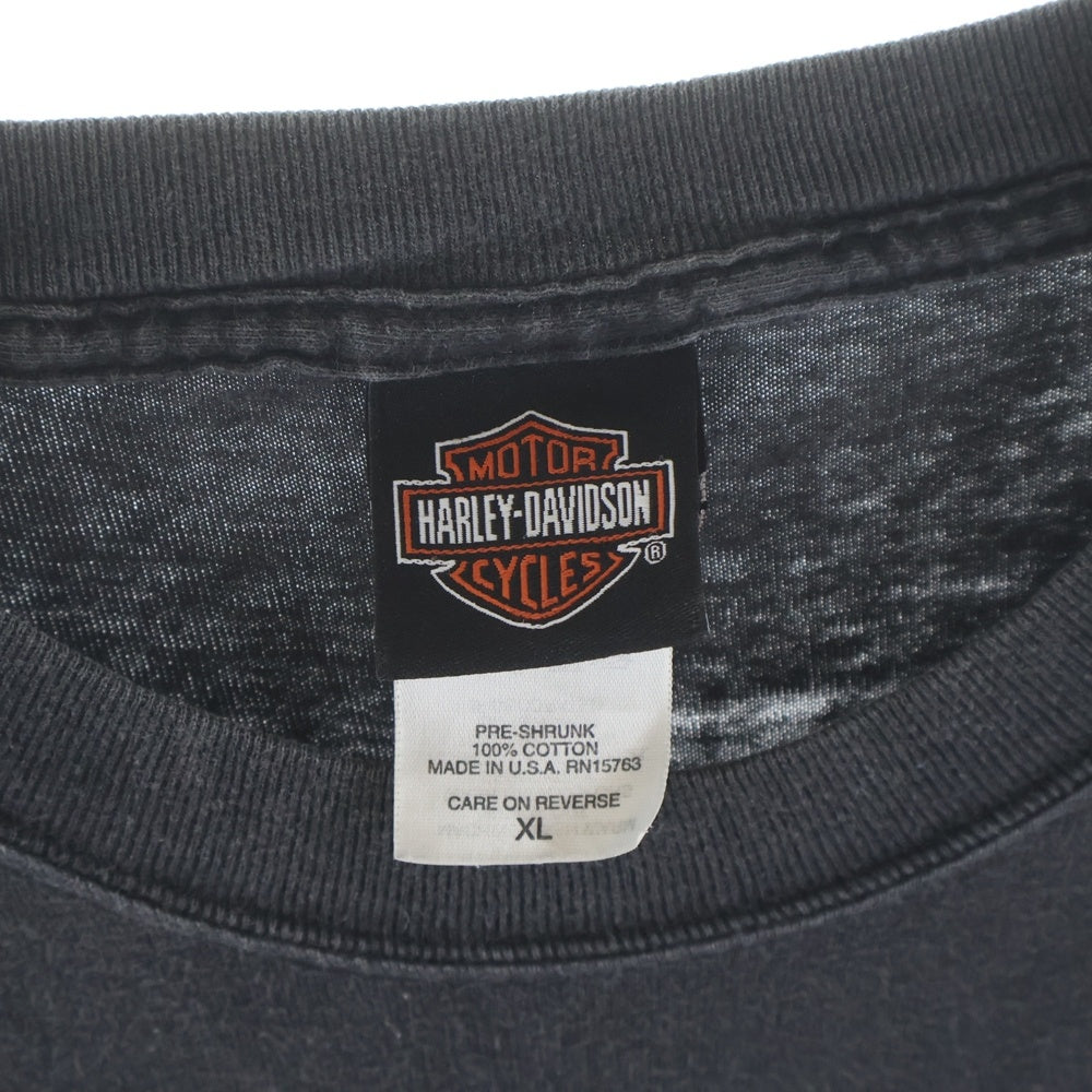 HARLEY DAVIDSON(ハーレーダビッドソン) 00S EAGLE FLAME L/S TEE PAT ROGERS SPEEDWAY イーグルフレーム 長袖Tシャツ カットソー ブラック