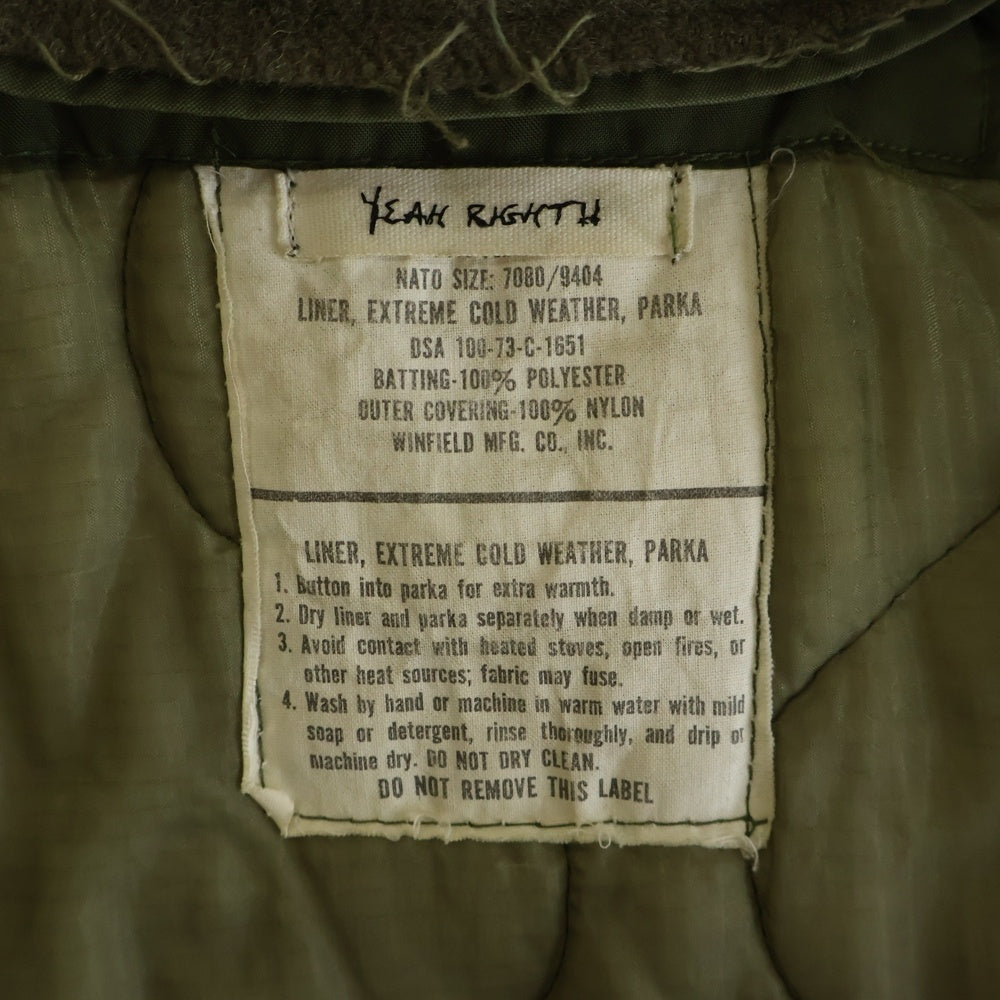NO BRAND(ノーブランド) YEAH RIGHT!! REMAKE LEATHER SLEEVE MODS COAT リメイク レザースリーブ モッズコート カーキ
