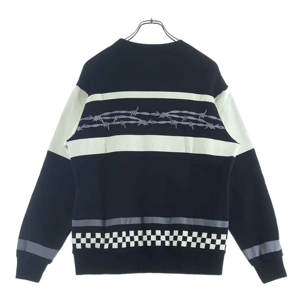 UNDERCOVER(アンダーカバー) 24AW 有刺鉄線刺繍 チェッカー柄 グラフィックプリント プルオーバースウェット トレーナー グレー UP2D4804-1