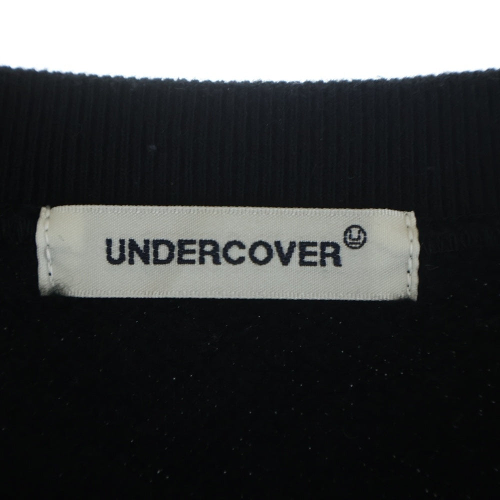 UNDERCOVER(アンダーカバー) 24AW 有刺鉄線刺繍 チェッカー柄 グラフィックプリント プルオーバースウェット トレーナー グレー UP2D4804-1