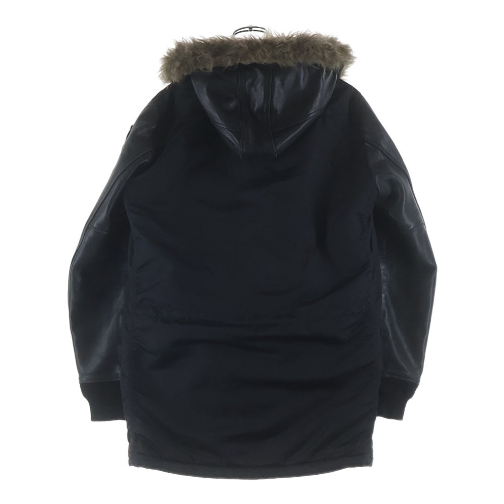 HYSTERIC GLAMOUR(ヒステリックグラマー) N-3B LEATHER SLEEVE JACKET レザースリーブ ナイロン ジャケット ブラック 0253AC07