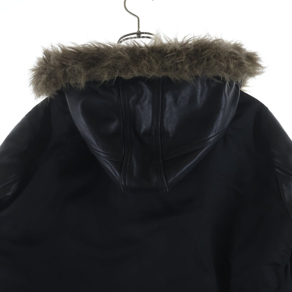 HYSTERIC GLAMOUR(ヒステリックグラマー) N-3B LEATHER SLEEVE JACKET レザースリーブ ナイロン ジャケット ブラック 0253AC07