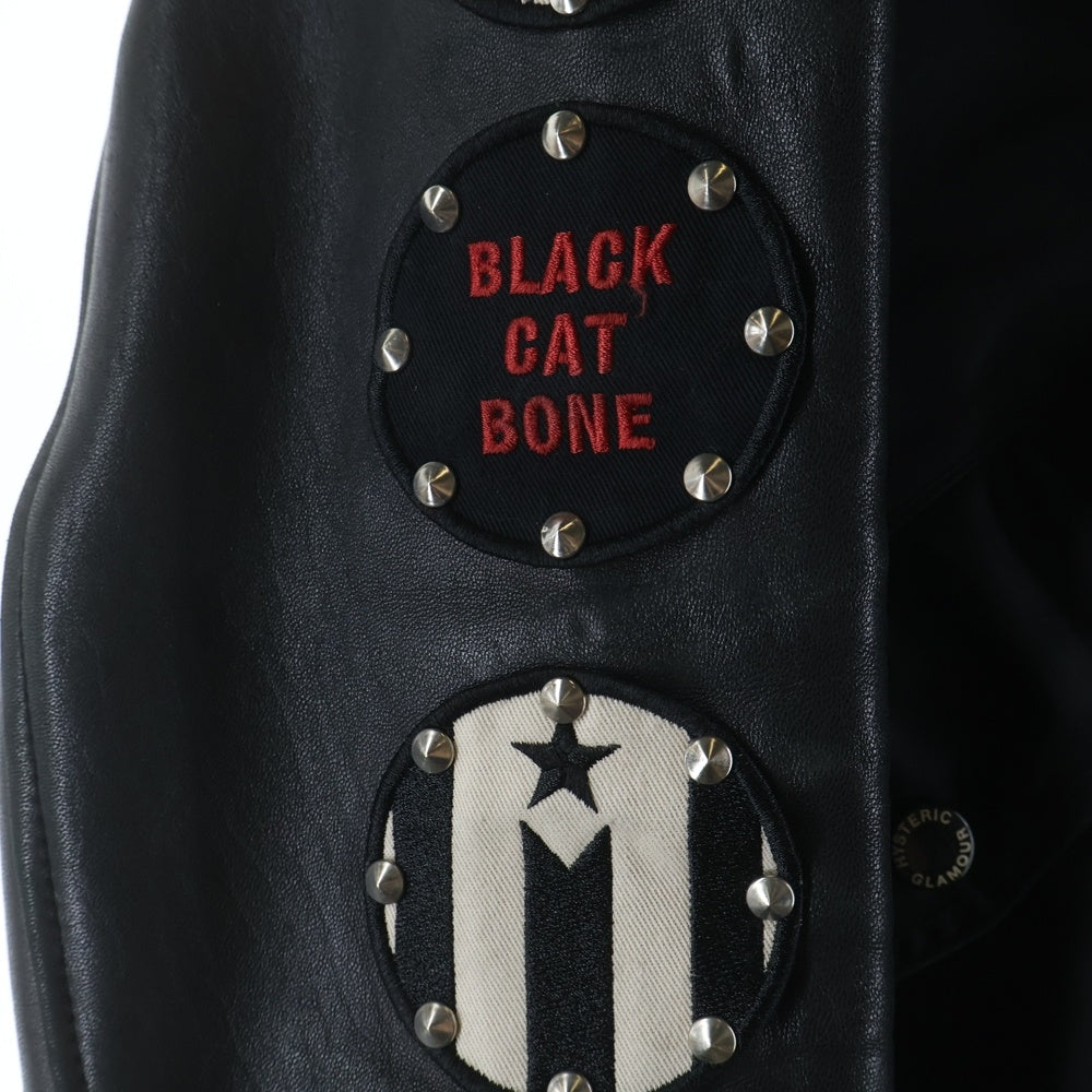HYSTERIC GLAMOUR(ヒステリックグラマー) N-3B LEATHER SLEEVE JACKET レザースリーブ ナイロン ジャケット ブラック 0253AC07