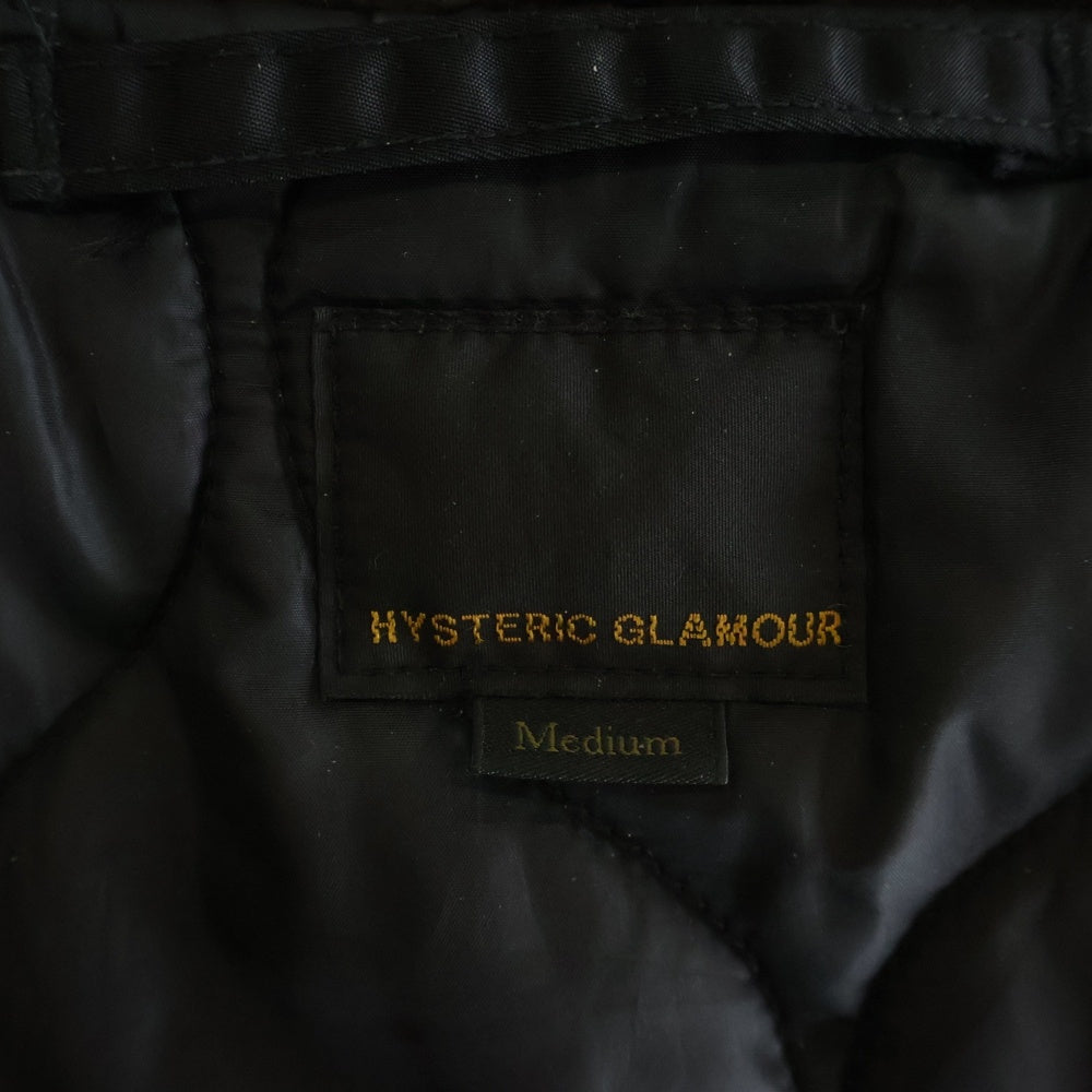 HYSTERIC GLAMOUR(ヒステリックグラマー) N-3B LEATHER SLEEVE JACKET レザースリーブ ナイロン ジャケット ブラック 0253AC07