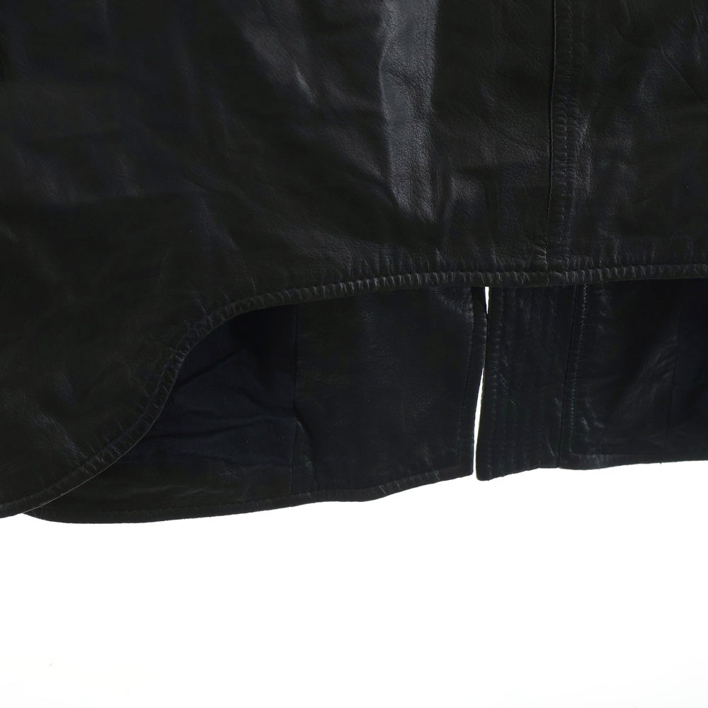 HELMUT LANG(ヘルムートラング) ARCHIVE LEATHER HOODED COAT JACKET アーカイブ レザー フード コート ラウンドジップ ジャケット ブラック 806HM425