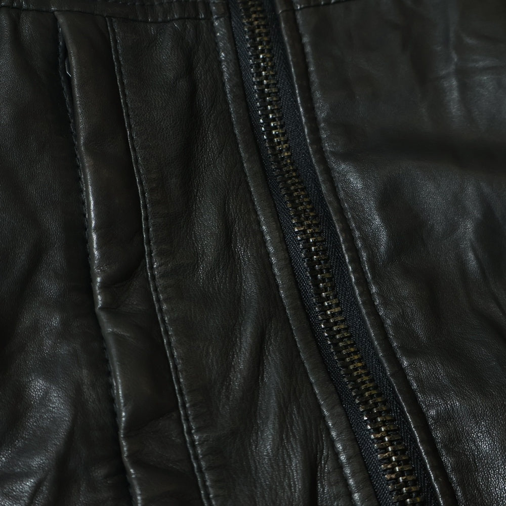 HELMUT LANG(ヘルムートラング) ARCHIVE LEATHER HOODED COAT JACKET アーカイブ レザー フード コート ラウンドジップ ジャケット ブラック 806HM425