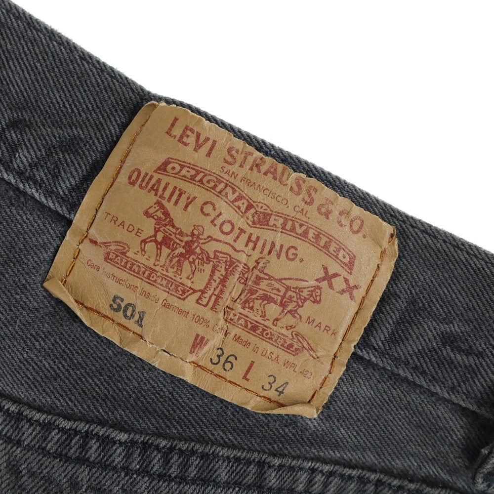 Levi's(リーバイス) 90S 501 サークルR 後染め USA製 ボタンフライ デニムパンツ ブラック