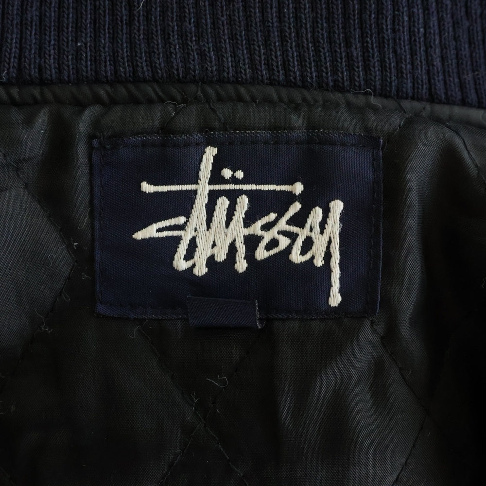 STUSSY(ステューシー) 90S BIG 4 VARSITY STADIUM JACKET 紺タグ ビッグ4 バーシティ スタジアム ジャケット WPL10075 ブラック/ブルー
