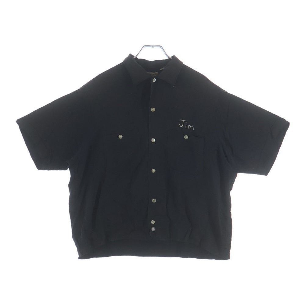 VINTAGE(ヴィンテージ) 50S KENT CRAFTS FLOCK PRINT RAYON BOWLING SHIRTS フロッキープリント ボーリングシャツ ブラック