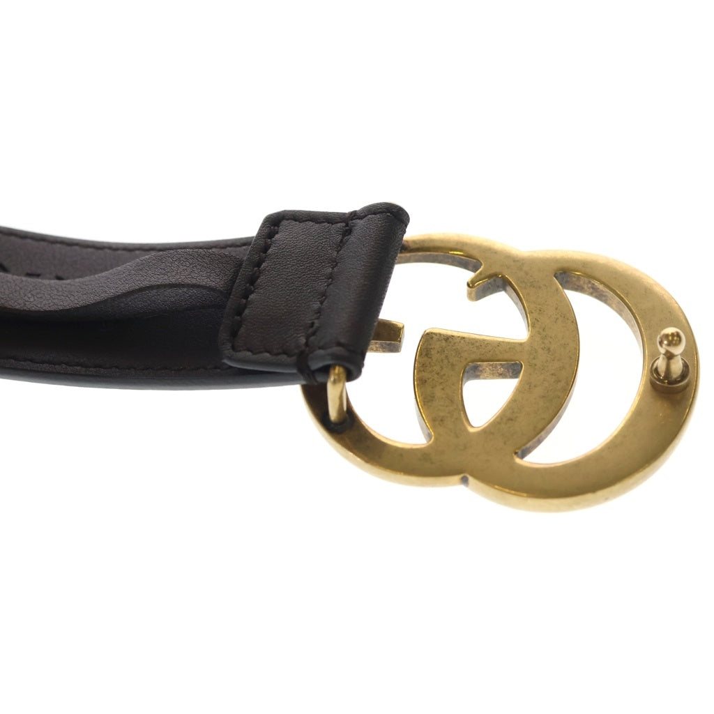 GUCCI(グッチ) ダブルG GGマーモントスリムベルトレザーブラック ゴールド/ブラウン 414516 レディース