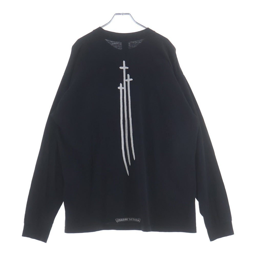 CHROME HEARTS(クロムハーツ) RS3 CROSS L/S TEE ヴァーティカルロゴ アールエススリー 長袖クルーネックカットソー ブラック