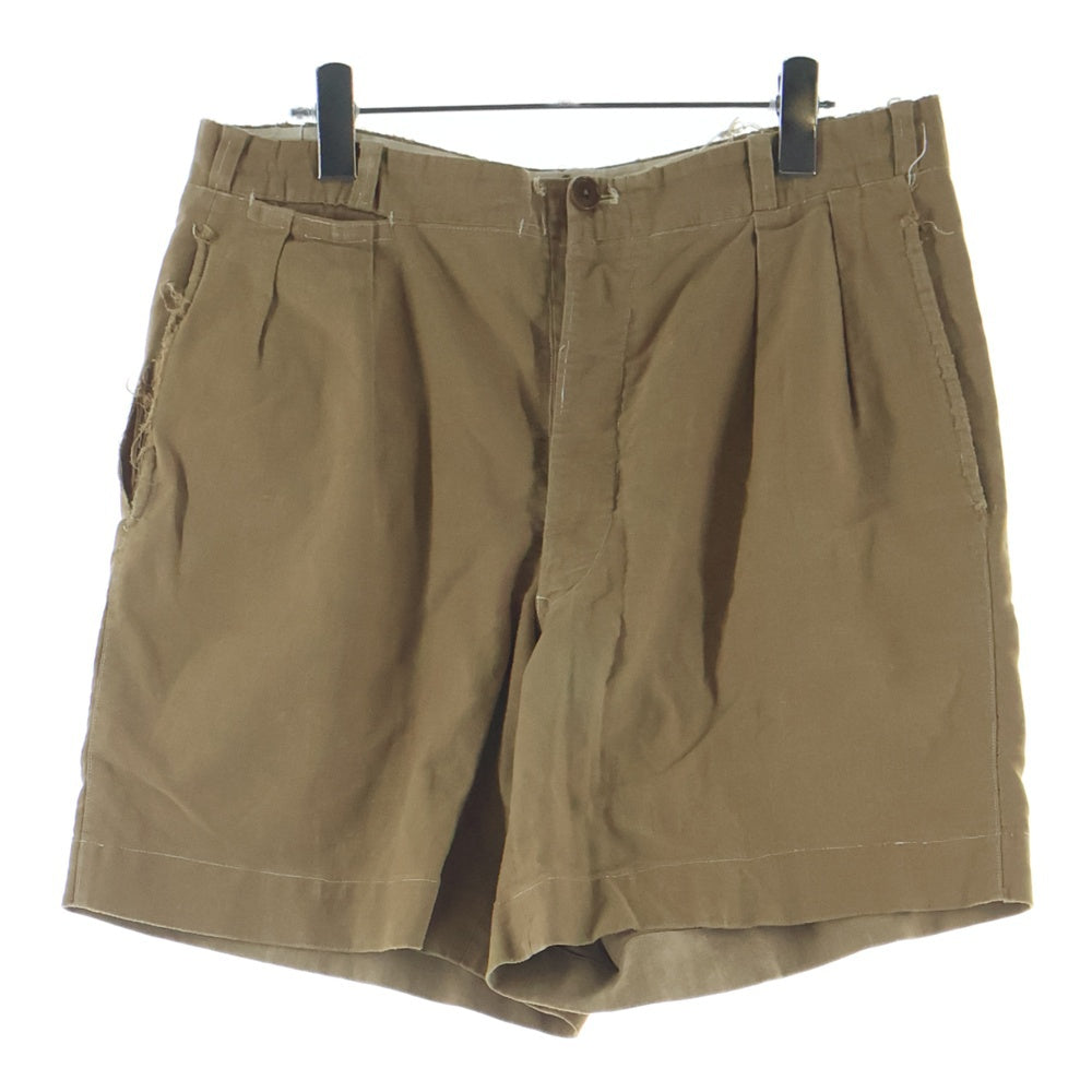 VINTAGE(ヴィンテージ) 30-40 U.S. ARMY CHINO SHORTS 初期型 尿素ボタン アーミー 片ポケ ツータック チノ ショーツ ベージュ