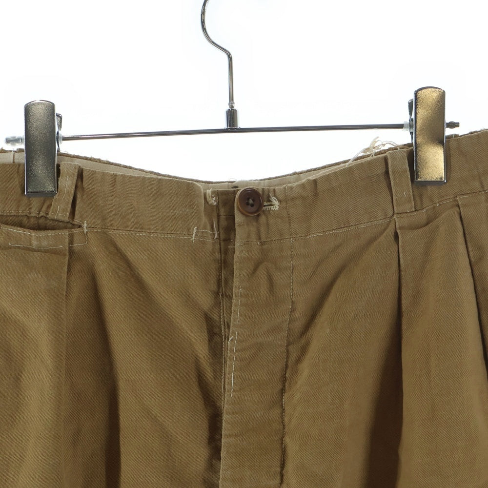 VINTAGE(ヴィンテージ) 30-40 U.S. ARMY CHINO SHORTS 初期型 尿素ボタン アーミー 片ポケ ツータック チノ ショーツ ベージュ