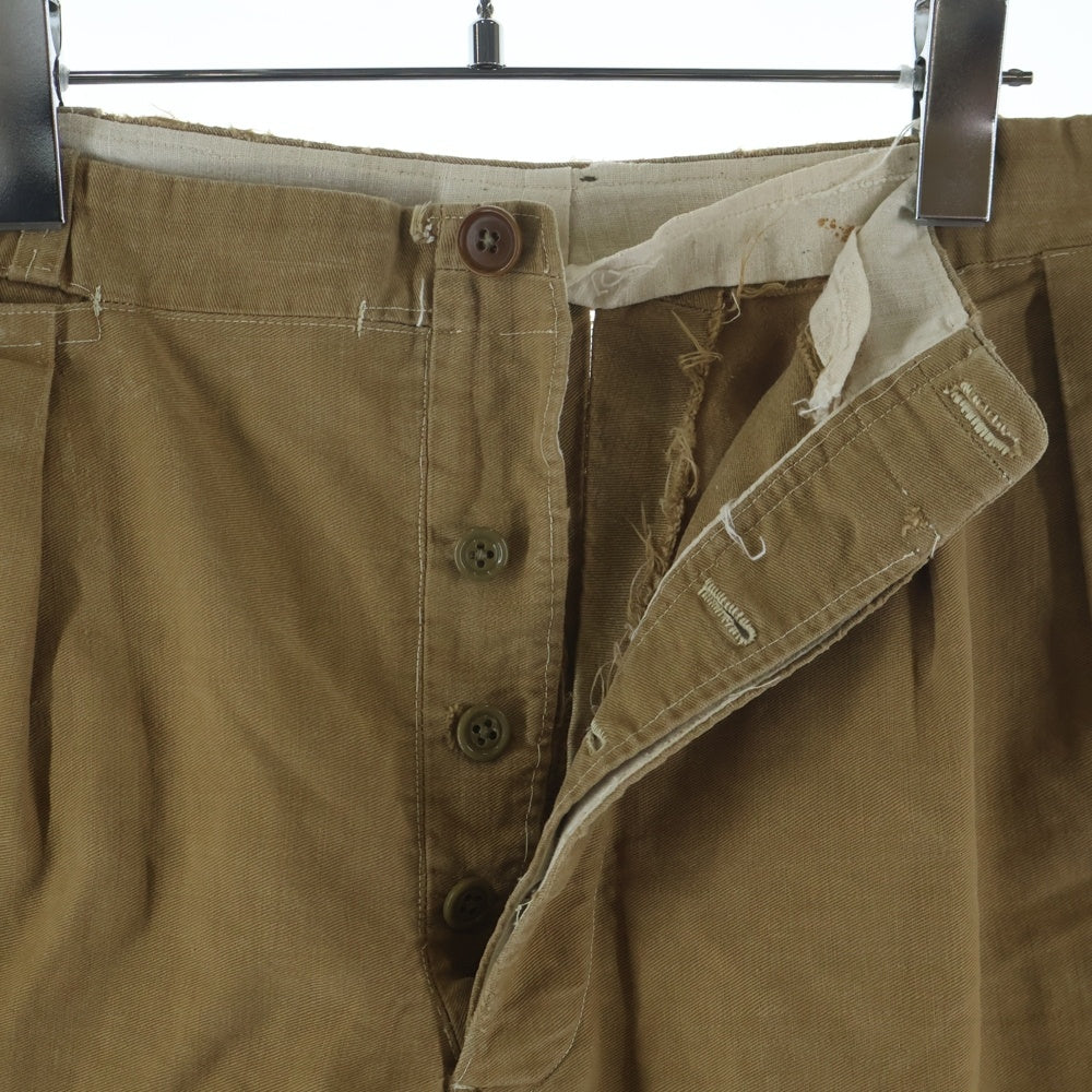 VINTAGE(ヴィンテージ) 30-40 U.S. ARMY CHINO SHORTS 初期型 尿素ボタン アーミー 片ポケ ツータック チノ ショーツ ベージュ