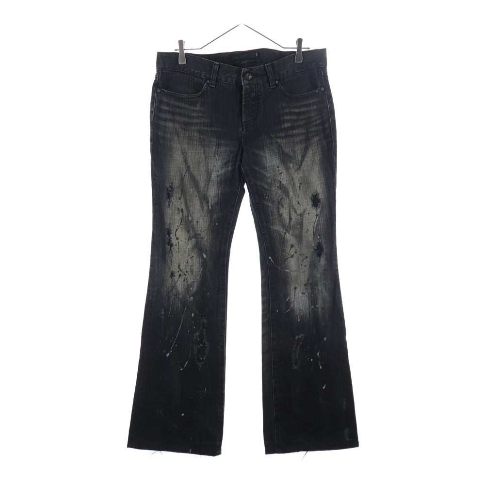 FUGA(フーガ) FLARE PANTS フレア ペンキ ダメージ 加工 パンツ ブラック
