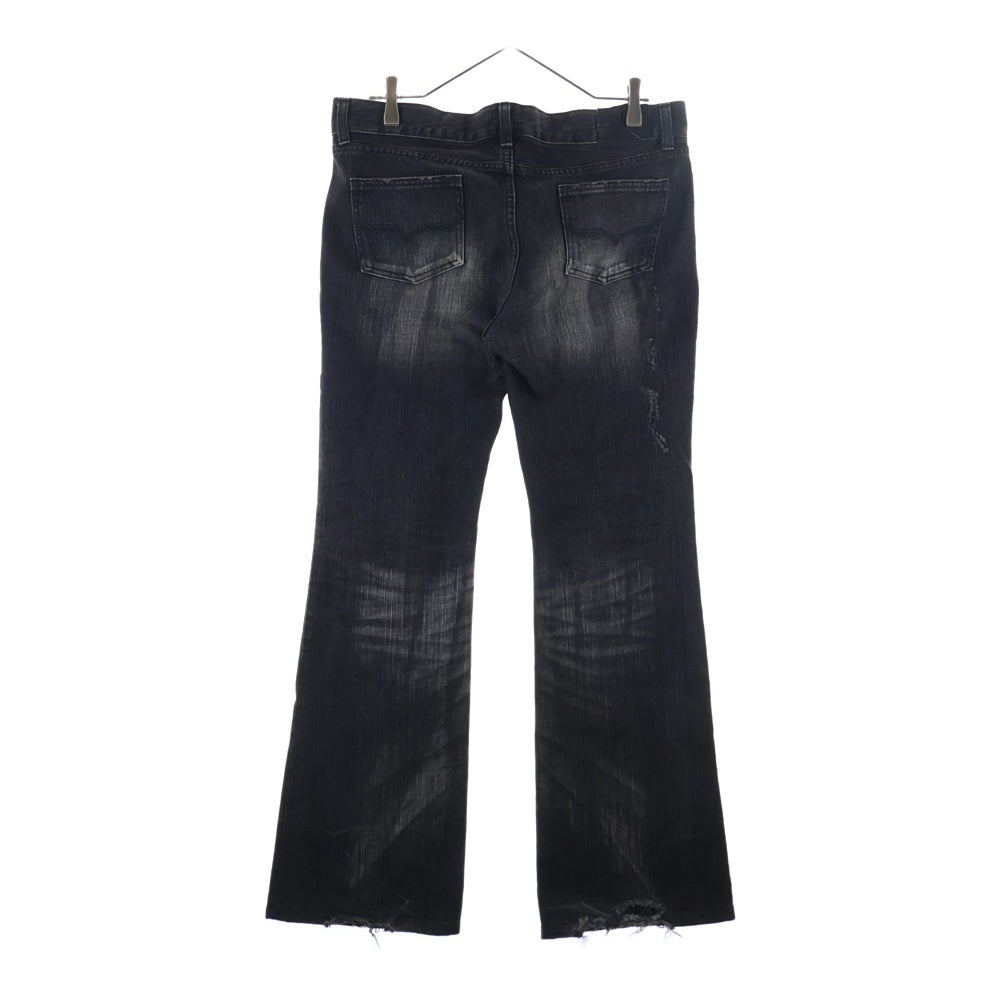 FUGA(フーガ) FLARE PANTS フレア ペンキ ダメージ 加工 パンツ ブラック