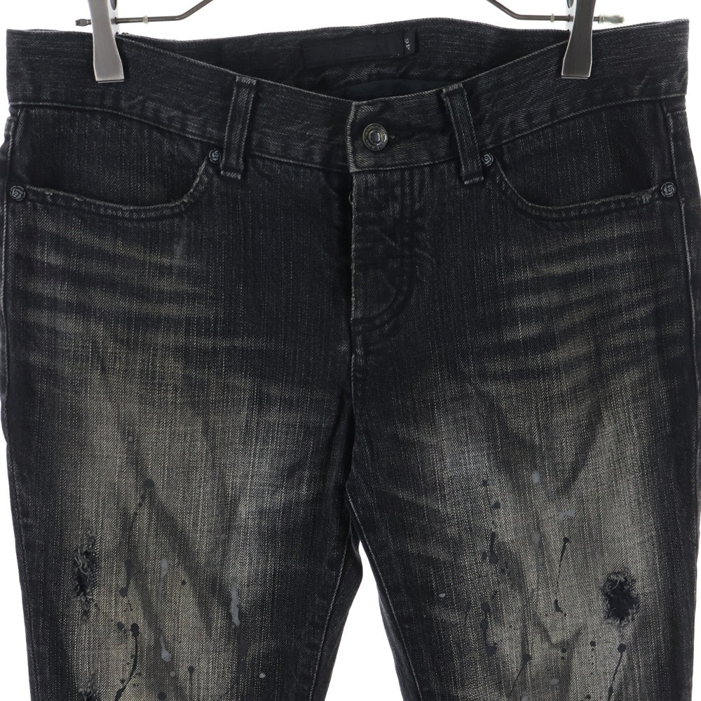 FUGA(フーガ) FLARE PANTS フレア ペンキ ダメージ 加工 パンツ ブラック