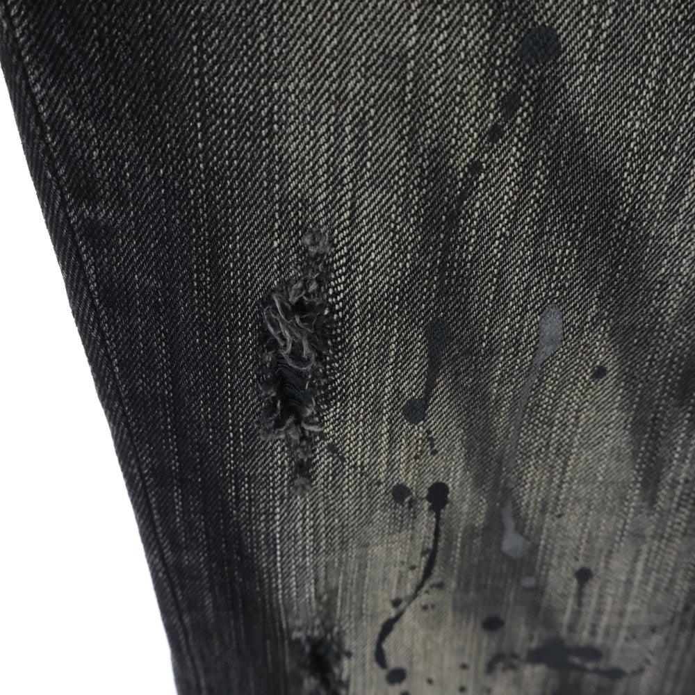 FUGA(フーガ) FLARE PANTS フレア ペンキ ダメージ 加工 パンツ ブラック