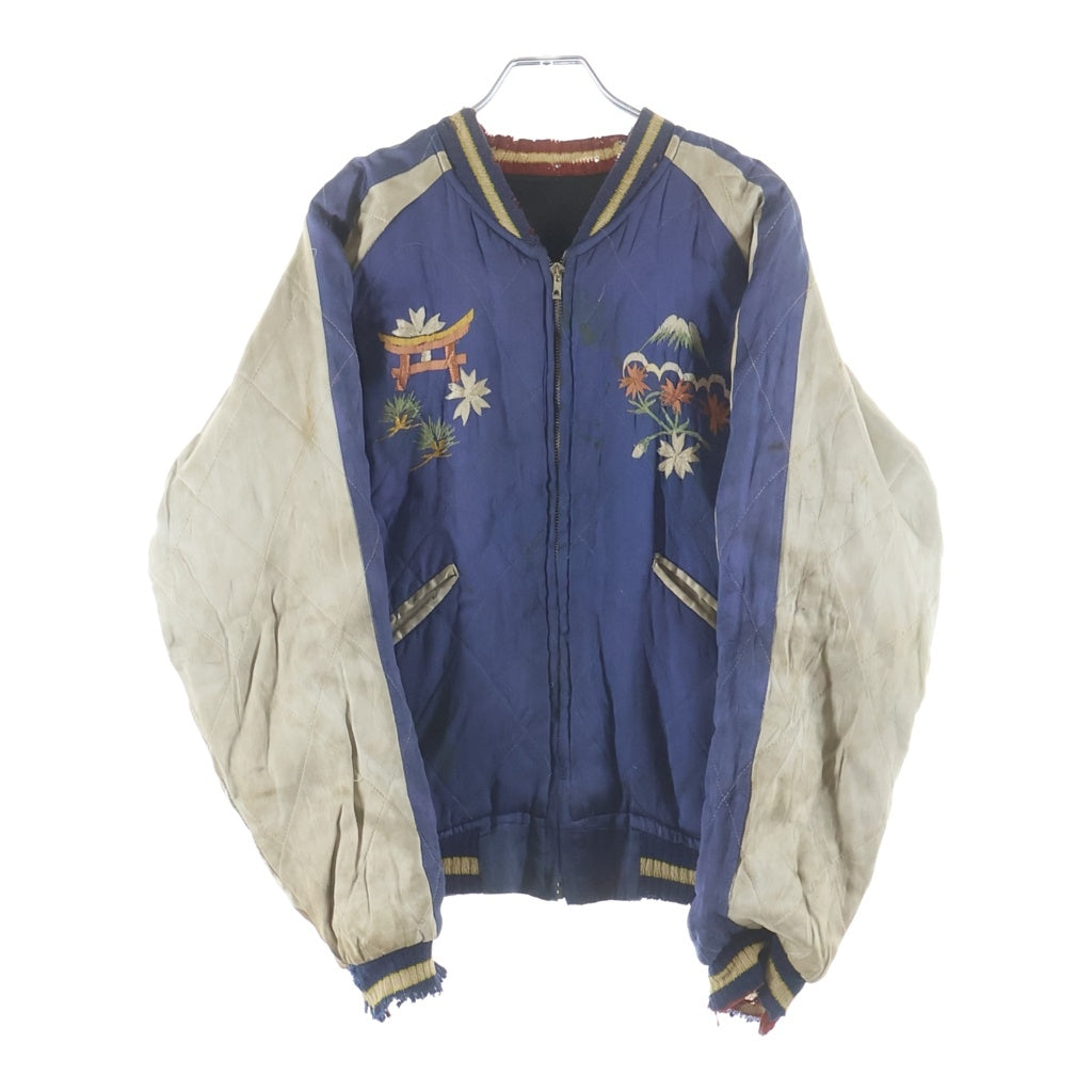VINTAGE(ヴィンテージ) 50S Souvenir Jacket 虎 鷹 中綿入り T.T.S ZIP ブラック/ブルー