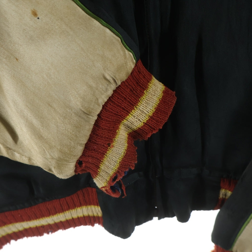 VINTAGE(ヴィンテージ) 50S Souvenir Jacket 虎 鷹 中綿入り T.T.S ZIP ブラック/ブルー