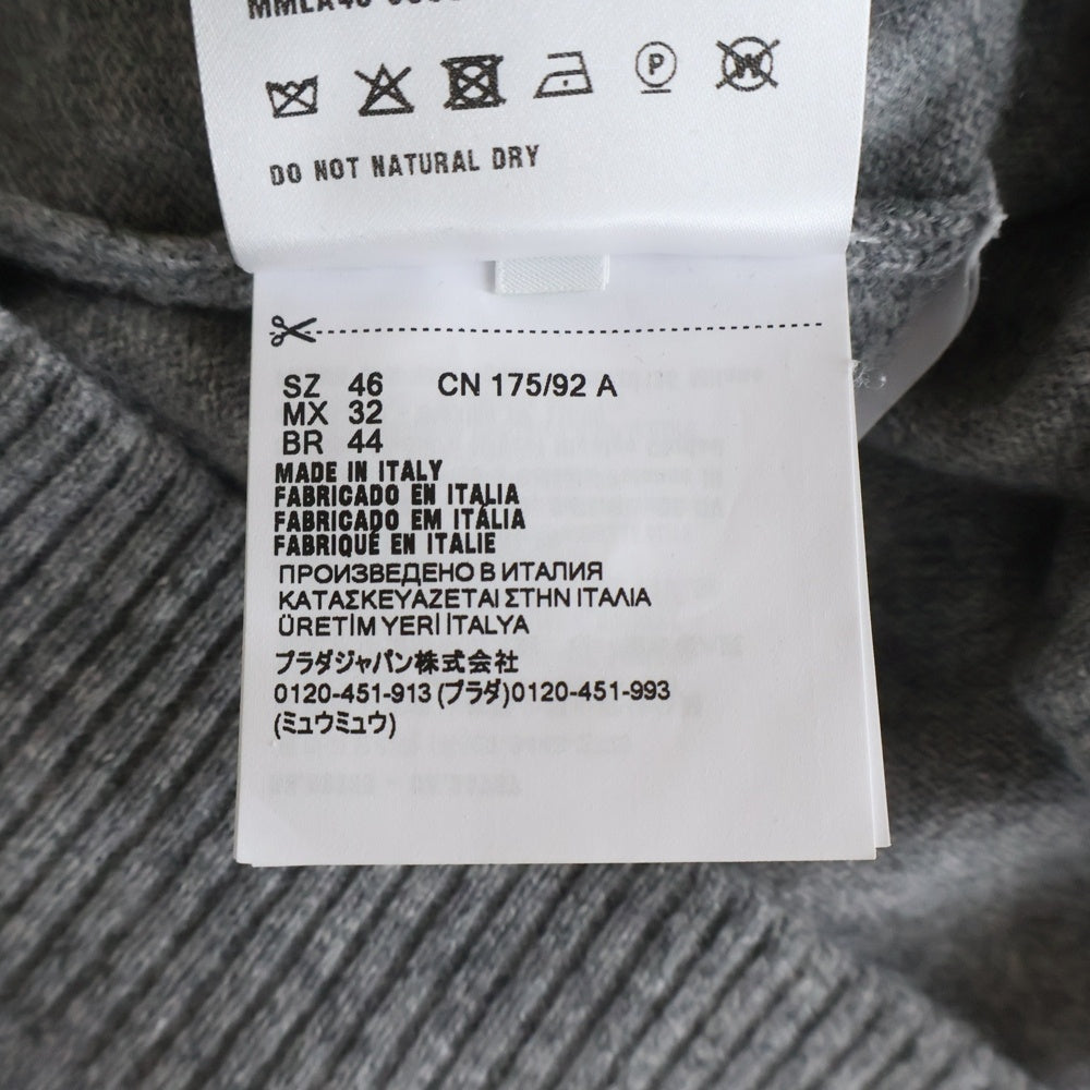 miumiu(ミュウミュウ) Logo Embroidered Cashmere Polo Knit Sweater カシミヤニット 長袖ポロシャツ グレー