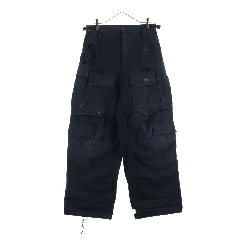 BALENCIAGA(バレンシアガ) 24SS LARGE CARGO PANTS ダメージ加工 ラージ カーゴ ロングパンツ ブラック 790982TKP271000