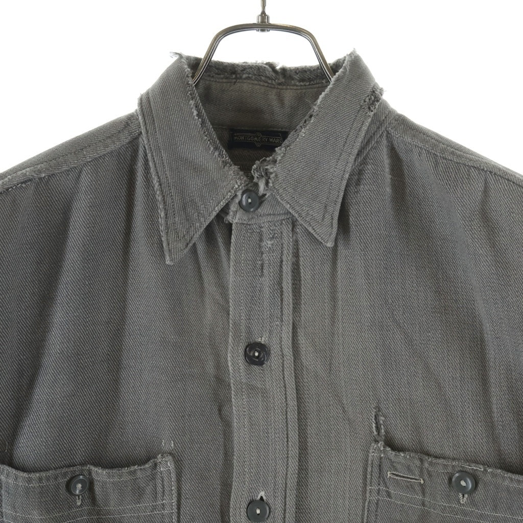VINTAGE(ヴィンテージ) 30-40S MONTGOMERY WARD CHAMBRAY WORK SHIRT マチ 耳付き シャンブレー ワーク シャツ ブラック
