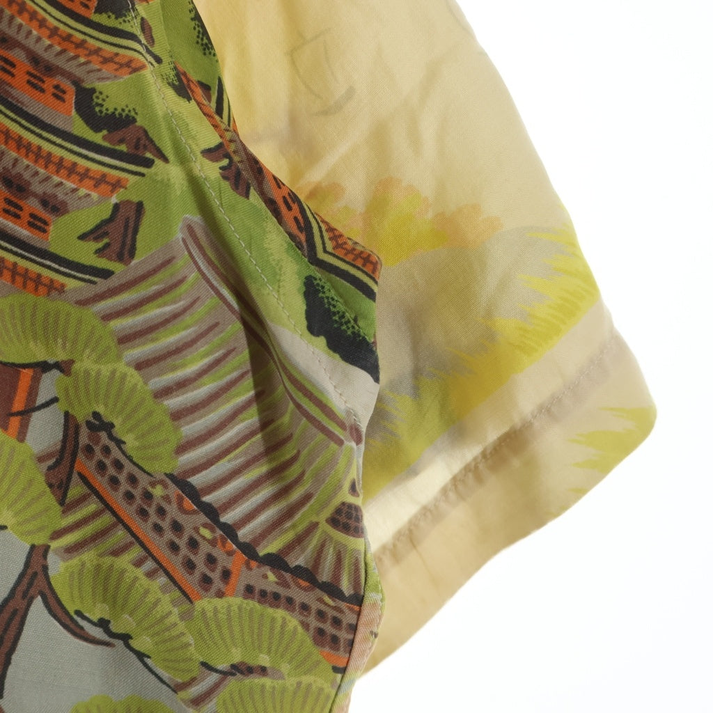 VINTAGE(ヴィンテージ) 50-60S GUMMA HOSEI ALOHA SHIRT 五重塔 和柄 シルク アロハシャツ ベージュ/イエロー/ブラウン