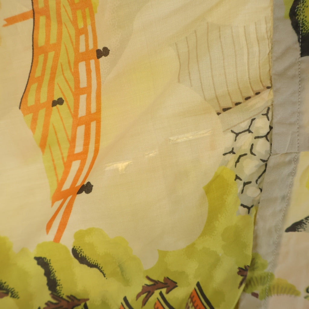 VINTAGE(ヴィンテージ) 50-60S GUMMA HOSEI ALOHA SHIRT 五重塔 和柄 シルク アロハシャツ ベージュ/イエロー/ブラウン