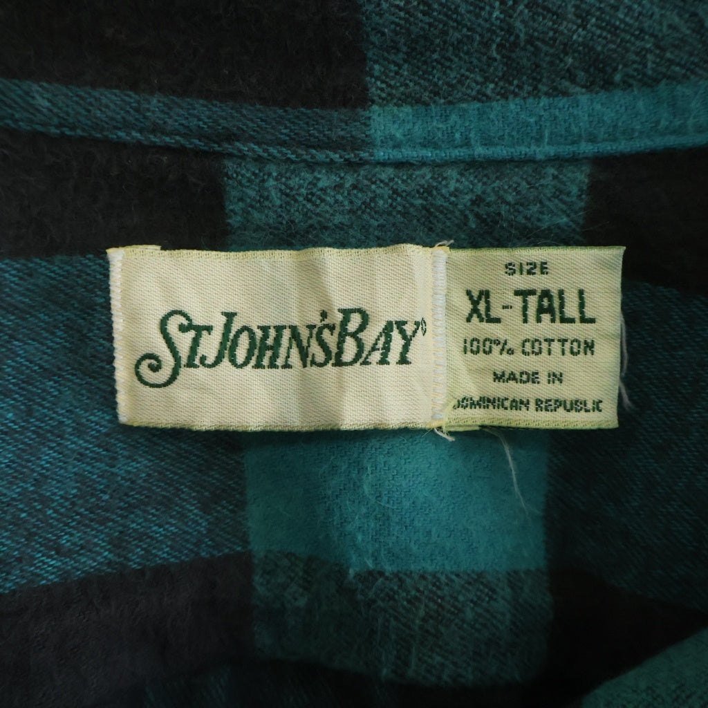 VINTAGE(ヴィンテージ) 90S ST JOHN'S BAY セントジョンズベイ バッファローチェック柄長袖フランネルシャツ ブラック/グリーン
