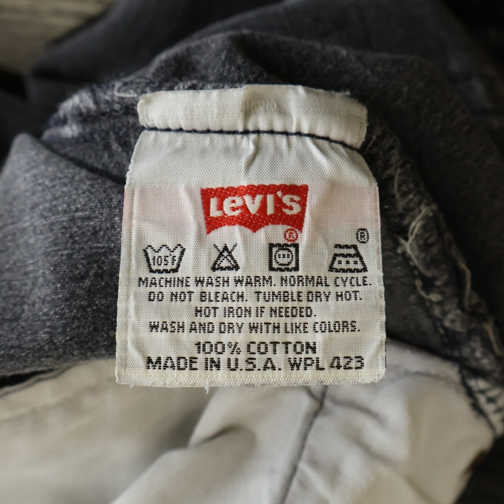 Levi's(リーバイス) 90S 501 ボタン裏刻印522 スモールe 後染め USA製 カットオフ デニムパンツ ブラック