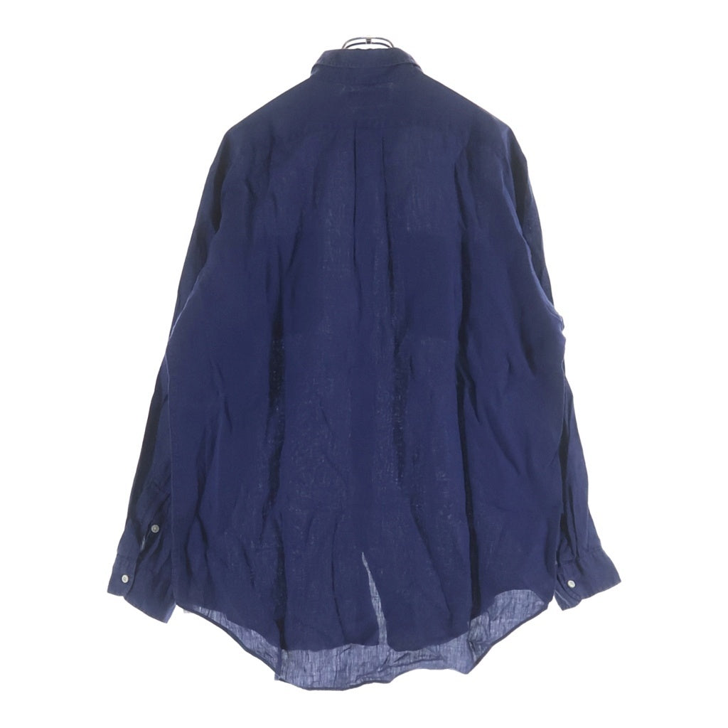 POLO RALPH LAUREN(ポロラルフローレン) 90S PRATT LINEN L/S SHIRT プラット リネン ロングスリーブ シャツ ブルー