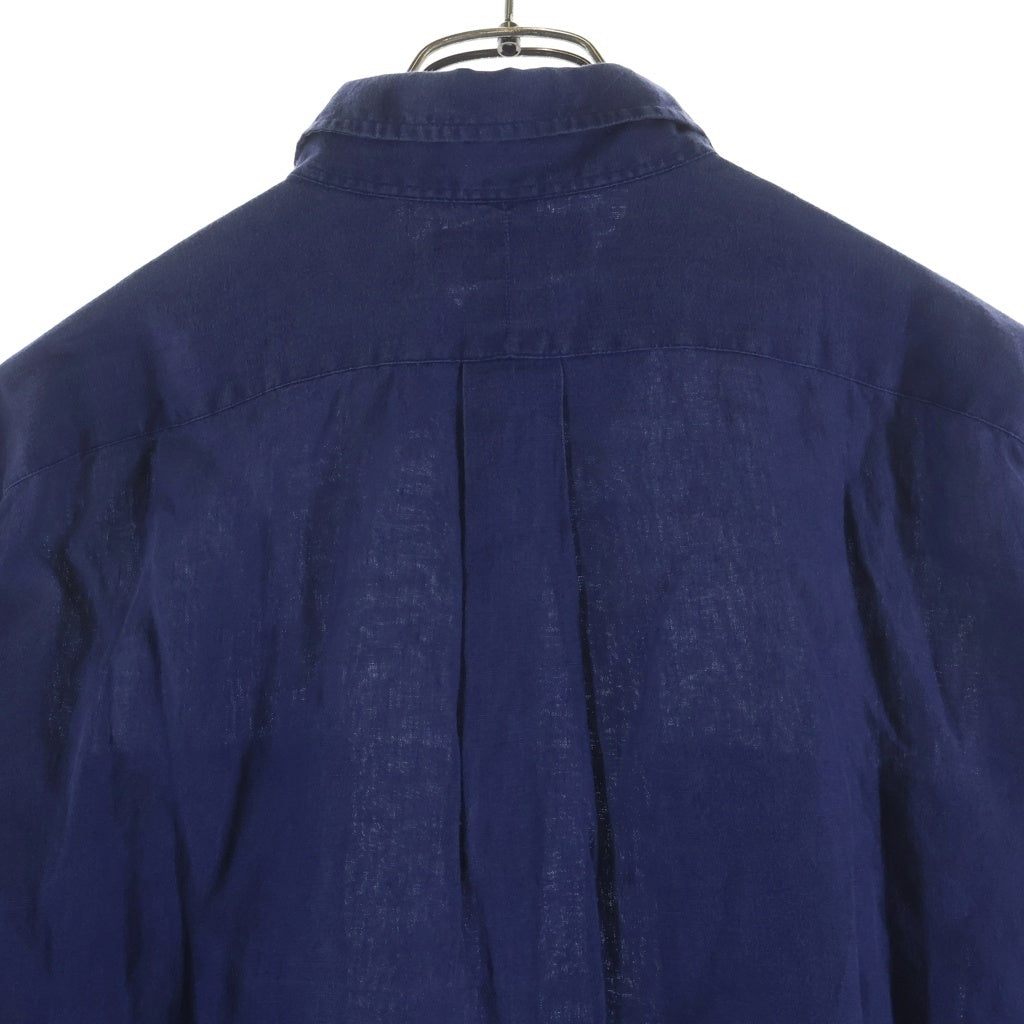 POLO RALPH LAUREN(ポロラルフローレン) 90S PRATT LINEN L/S SHIRT プラット リネン ロングスリーブ シャツ ブルー
