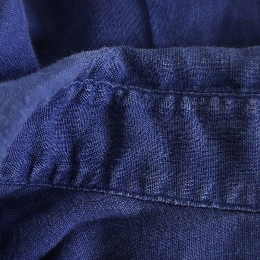 POLO RALPH LAUREN(ポロラルフローレン) 90S PRATT LINEN L/S SHIRT プラット リネン ロングスリーブ シャツ ブルー