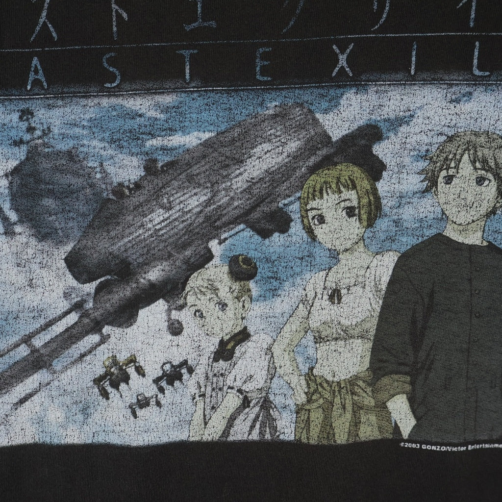 VINTAGE(ヴィンテージ) 00S LAST EXILE 2003 GONZO ラストエグザイル アニメ イラスト フロントプリント 半袖Tシャツ カットソー ブラック