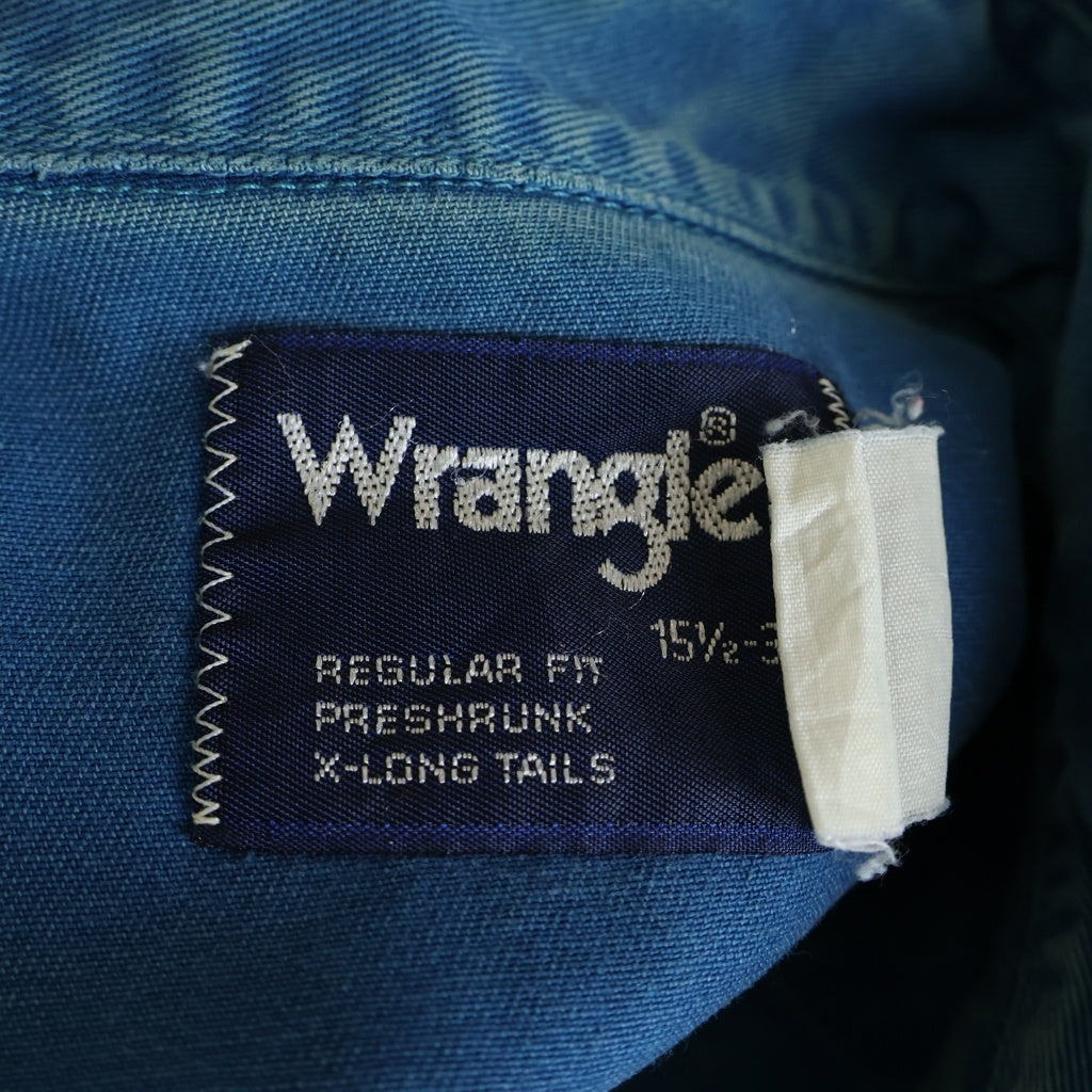 Wrangler(ラングラー) 80-90S WESTERN L/S SHIRT ウエスタン 長袖 シャツ ブルー