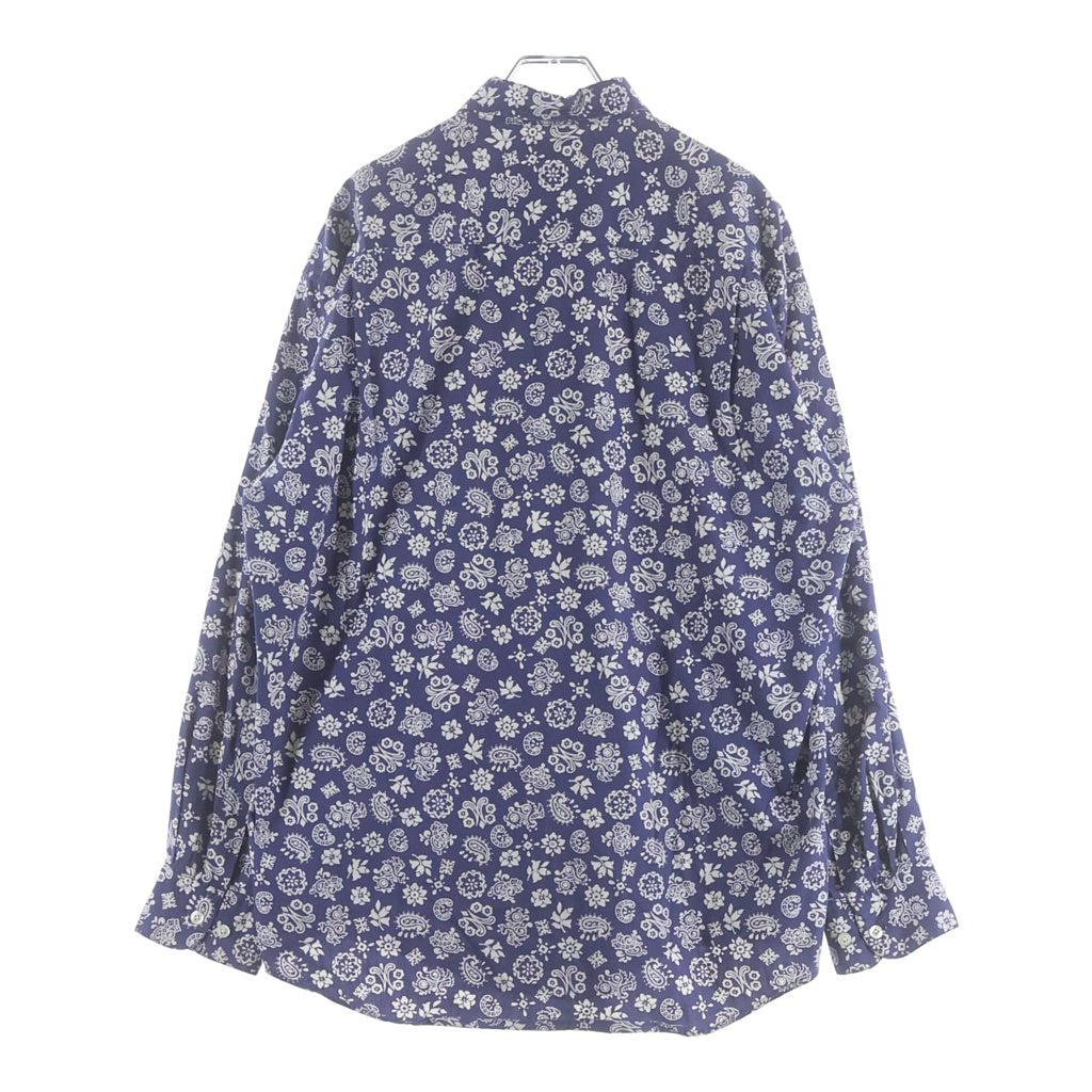 GAP(ギャップ) 90S OLD PAISLEY L/S SHIRT デカタグ 総柄 ペイズリー 長袖シャツ ネイビー/ホワイト