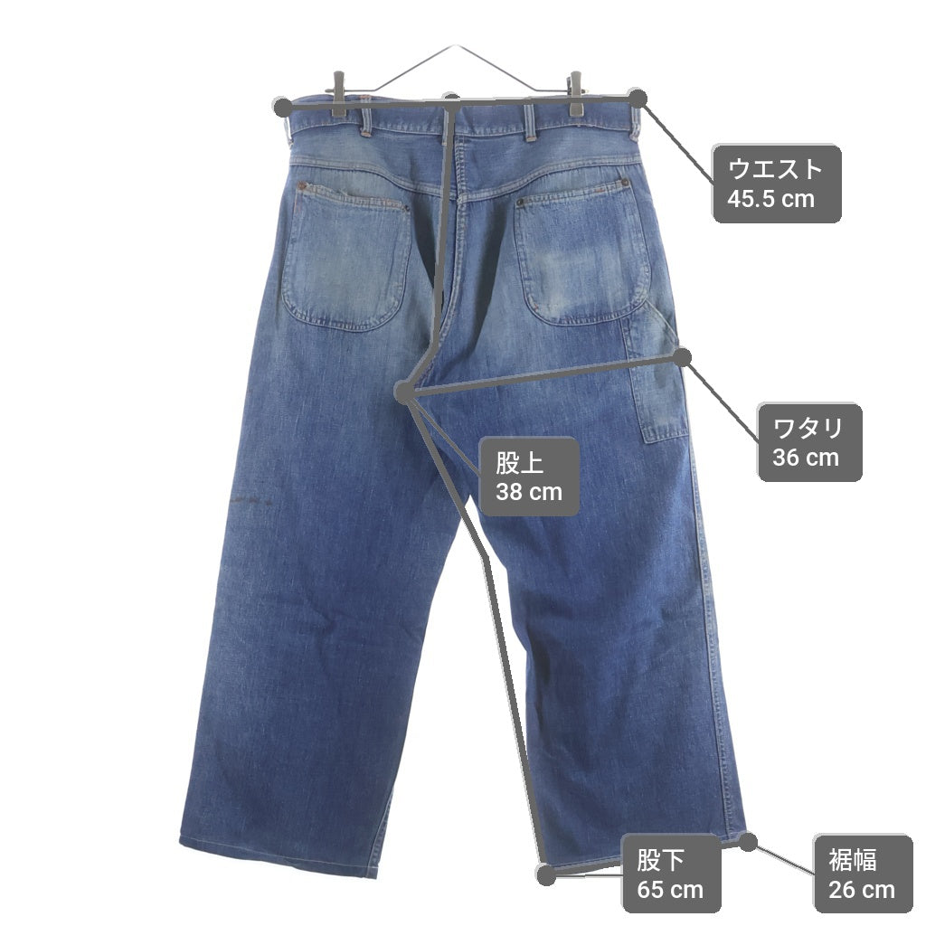 VINTAGE(ヴィンテージ) 30-40S PAINTER DENIM PANTS 剥き出しリベット オフセット ペインター デニム パンツ インディゴ