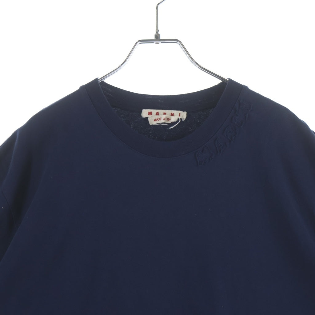 MARNI(マルニ) 24SS オーガニックコットン オーバーサイズ ロゴTシャツ ネイビー HUMU0287X0