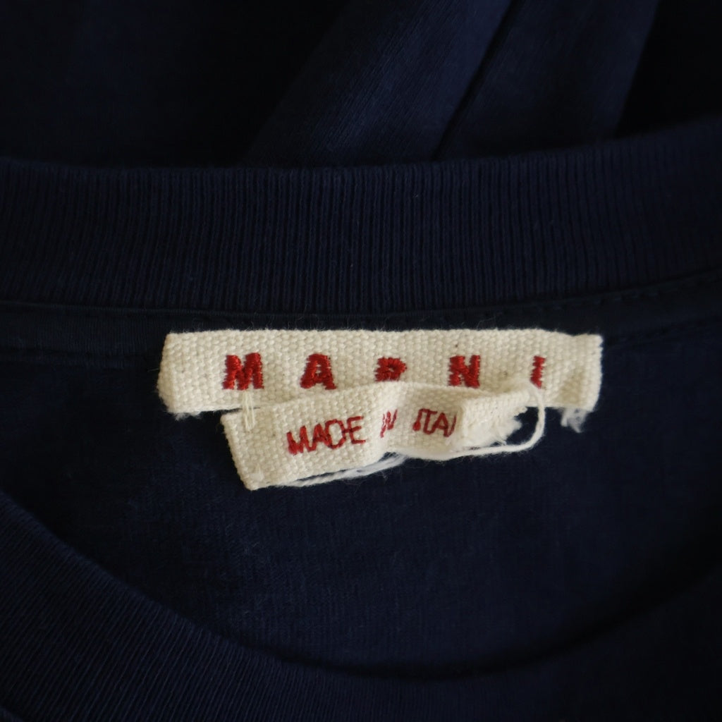 MARNI(マルニ) 24SS オーガニックコットン オーバーサイズ ロゴTシャツ ネイビー HUMU0287X0