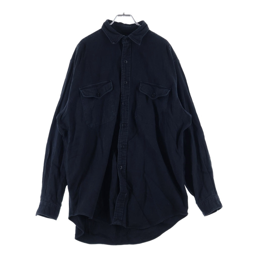 POLO RALPH LAUREN(ポロラルフローレン) 90S COTTON FLANNEL L/S SHIRT コットン フランネル エルボーパッチ 長袖シャツ ブラック