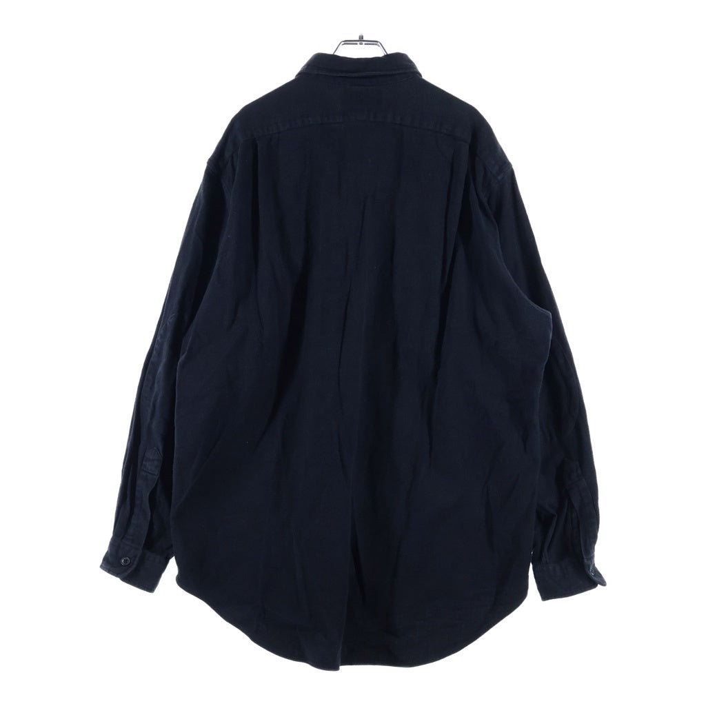 POLO RALPH LAUREN(ポロラルフローレン) 90S COTTON FLANNEL L/S SHIRT コットン フランネル エルボーパッチ 長袖シャツ ブラック