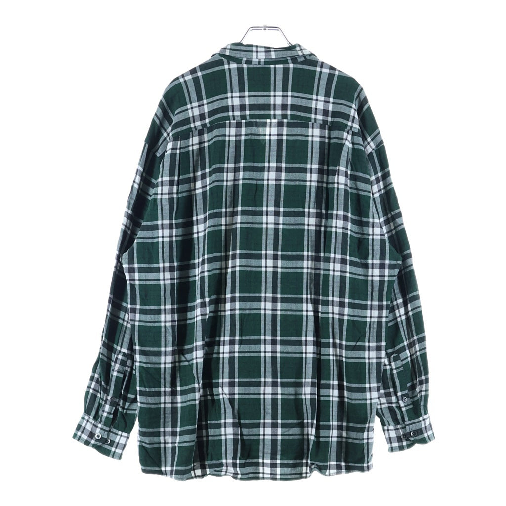 BANANA REPUBLIC(バナナリパブリック) 90S VINTAGE OPEN COLLAR RAYON CHECK L/S SHIRT 香港製 オープンカラー レーヨン チェック 長袖シャツ グリーン/ホワイト/ブラック