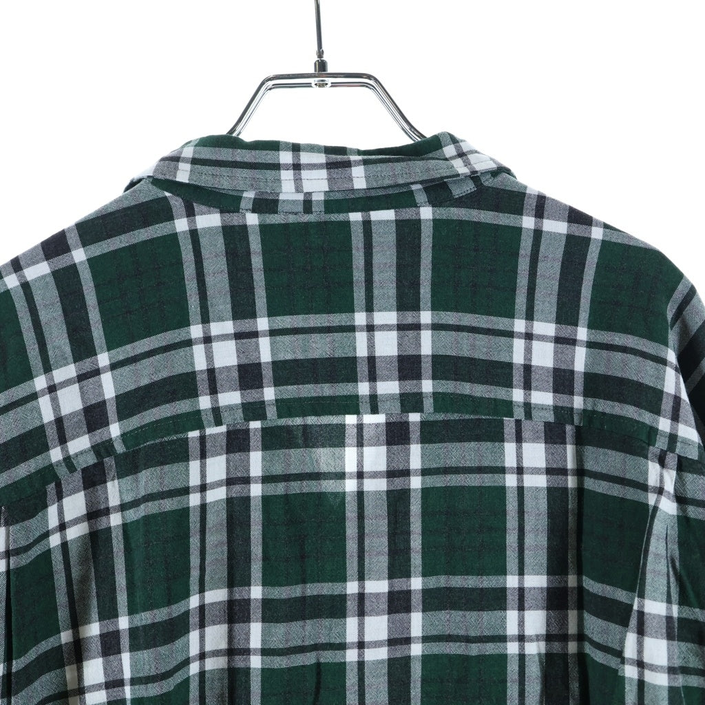 BANANA REPUBLIC(バナナリパブリック) 90S VINTAGE OPEN COLLAR RAYON CHECK L/S SHIRT 香港製 オープンカラー レーヨン チェック 長袖シャツ グリーン/ホワイト/ブラック