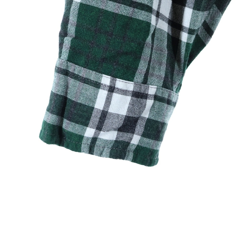 BANANA REPUBLIC(バナナリパブリック) 90S VINTAGE OPEN COLLAR RAYON CHECK L/S SHIRT 香港製 オープンカラー レーヨン チェック 長袖シャツ グリーン/ホワイト/ブラック